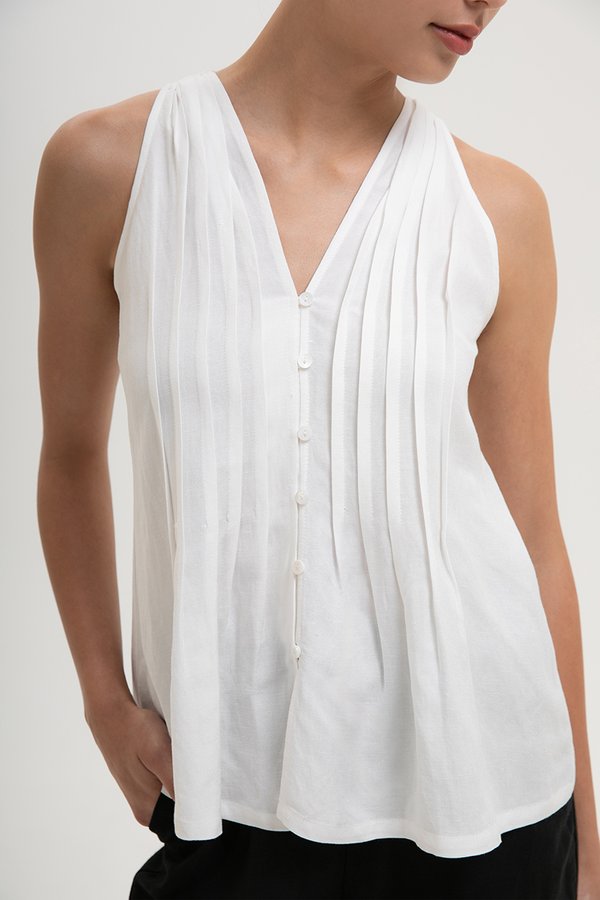 *BACKORDER* IDELLE PLEATED LINEN TOP