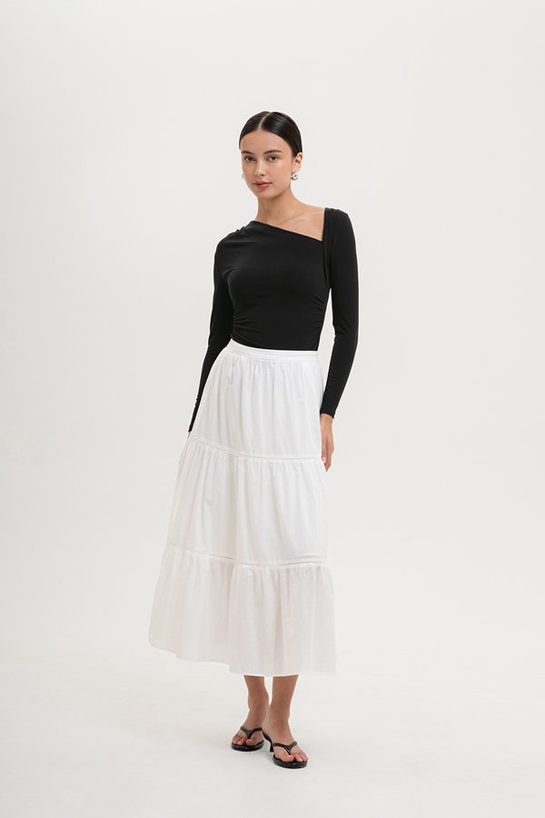 NEERA LACE TIERED MIDI SKIRT
