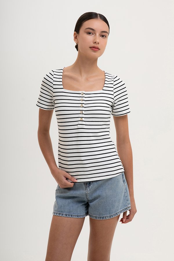 INEZ STRIPE SQUARE NECK T-SHIRT
