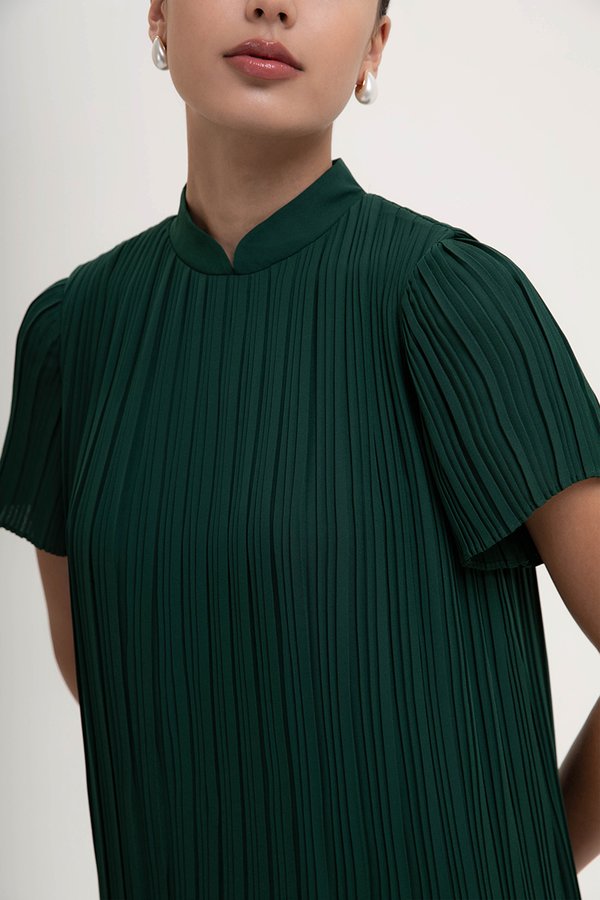 NOURIA PLEATED MAXI CHEONGSAM W SASH