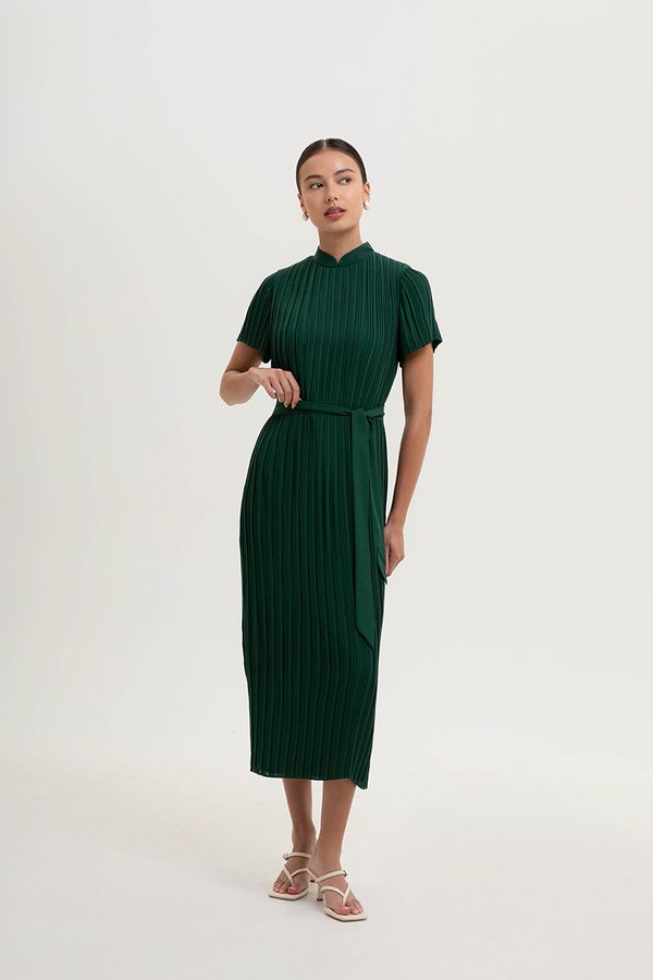 NOURIA PLEATED MAXI CHEONGSAM W SASH