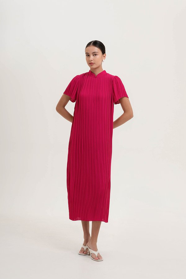 NOURIA PLEATED MAXI CHEONGSAM W SASH