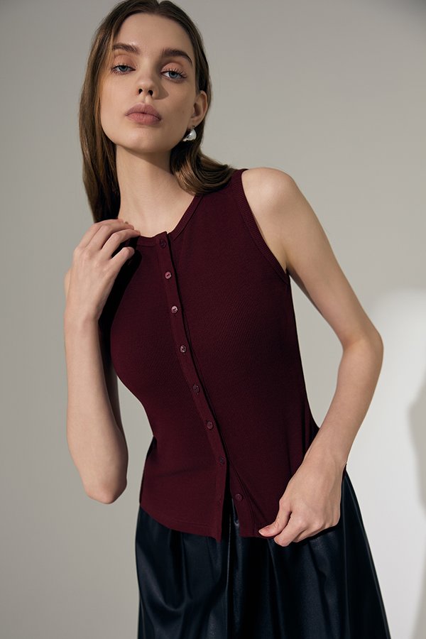 CLAIRE BUTTONDOWN RIBBED TANK TOP