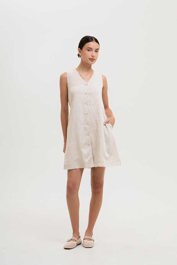 ROMY TIE BACK VEST LINEN DRESS