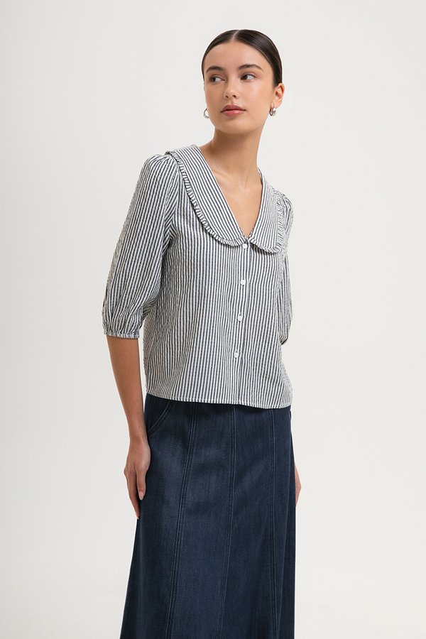 DEBBIE PETER PAN COLLAR STRIPE SHIRT
