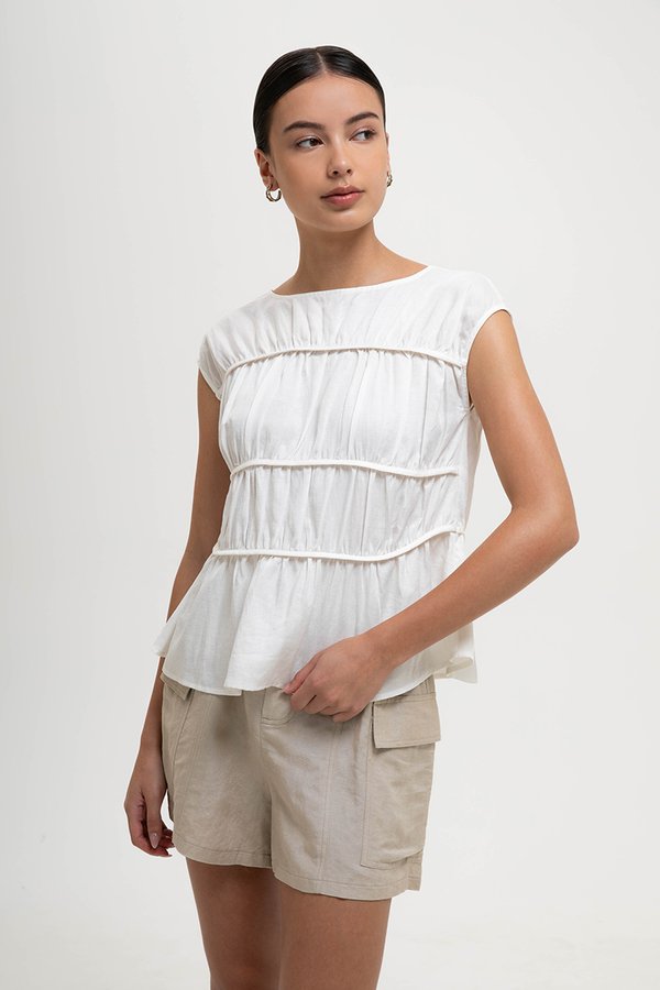 JYNN RUCHED LINEN TOP
