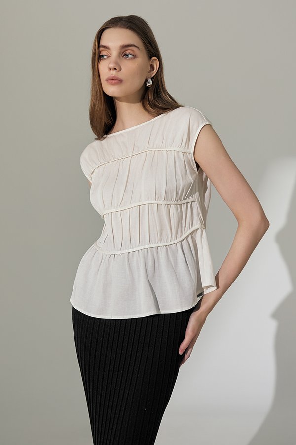JYNN RUCHED LINEN TOP