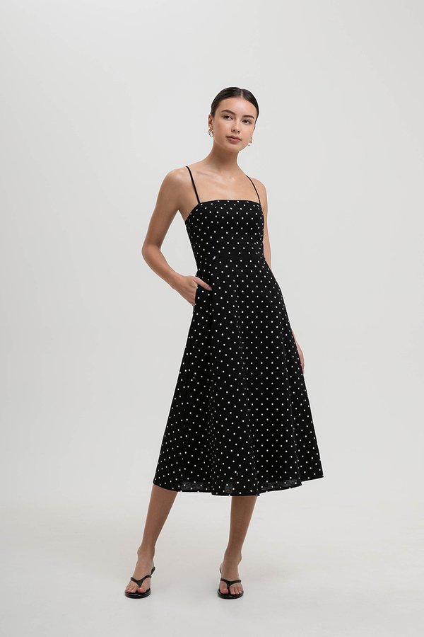 *BACKORDER* KAYLIA CAMI POLKA DOT LINEN DRESS