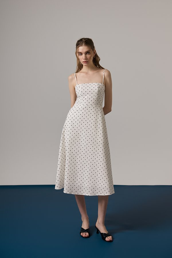 KAYLIA CAMI POLKADOT LINEN DRESS