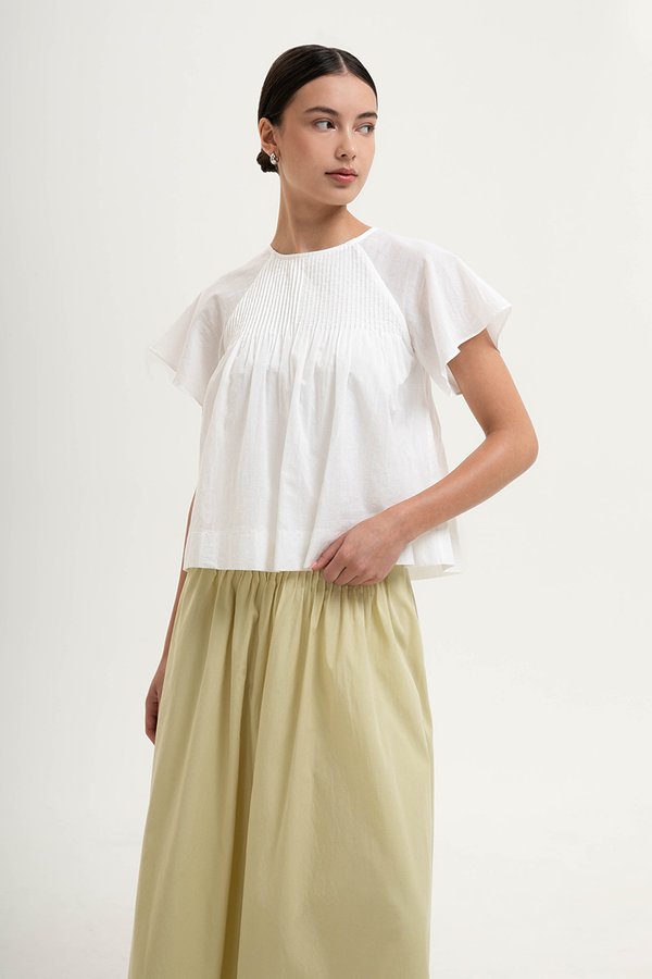 ESRA PIN TUCK FLUTTER SLEEVES TOP