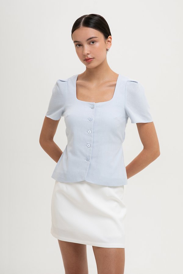 MEGHAN SHORT SLEEVE VEST LINEN TOP
