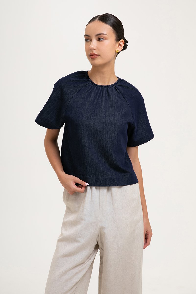 KAREN TIE BACK DENIM TOP