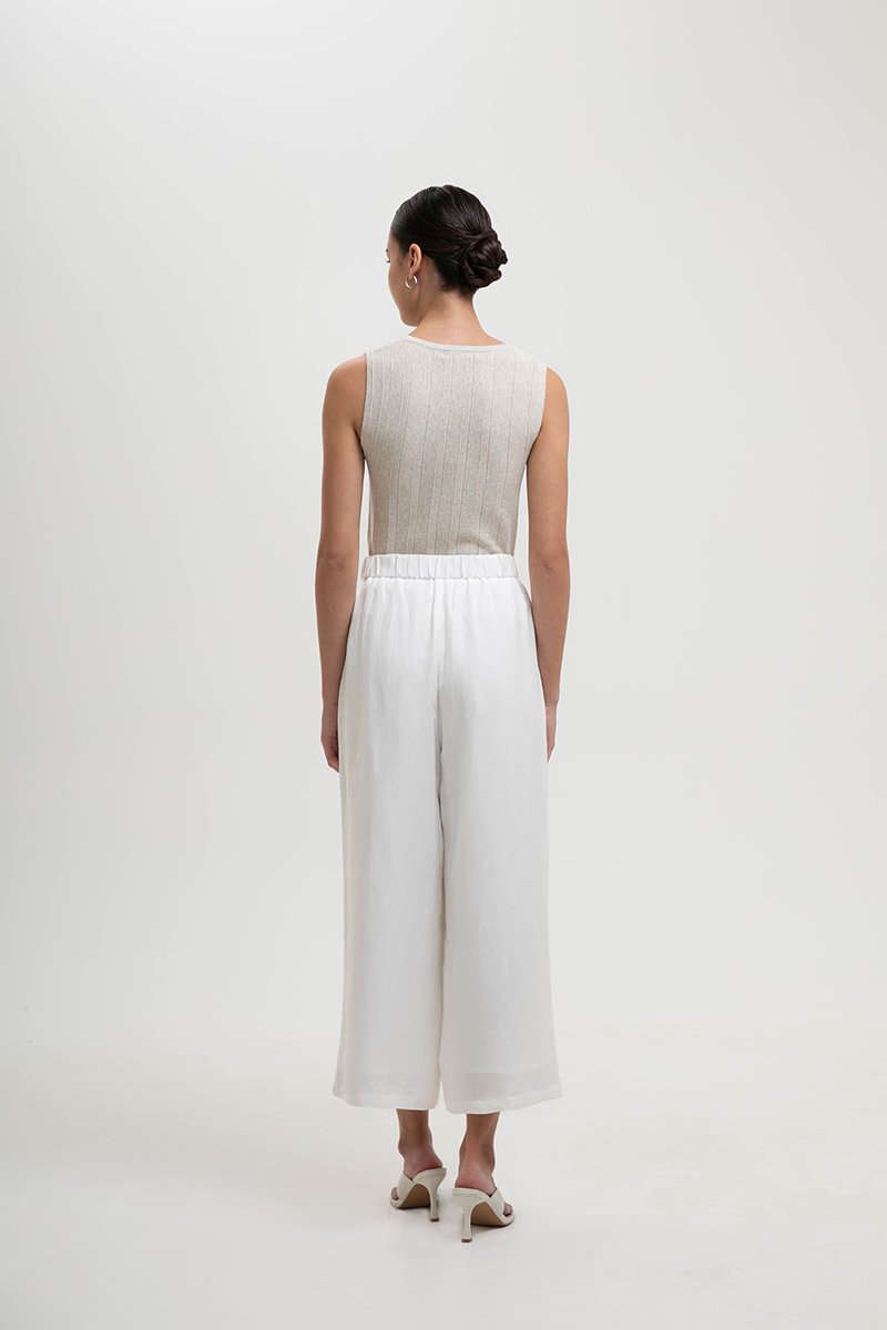 TANYA PLEATED WIDE LEG LINEN PANTS (PETITE)