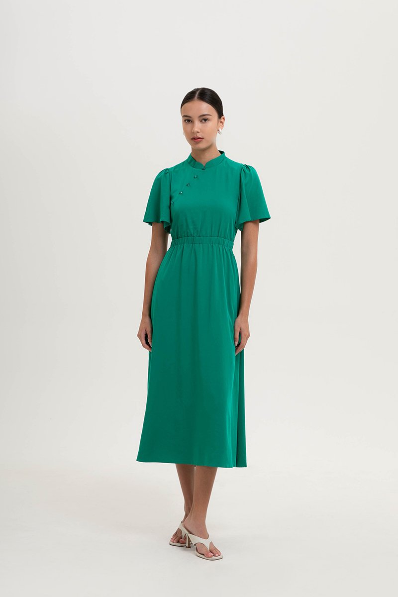 ZIVA BACK CUT OUT FLUTTER SLEEVE CHEONGSAM