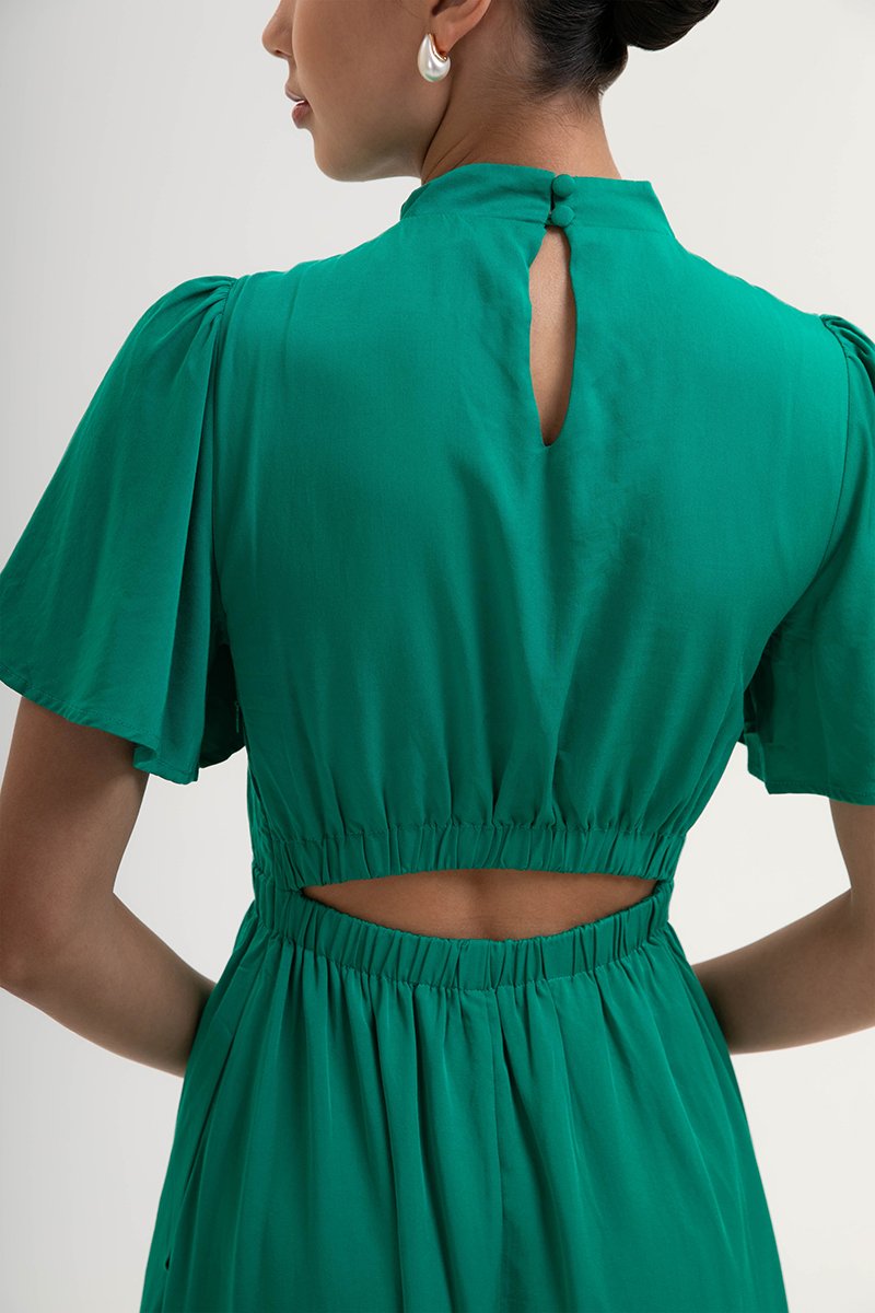 ZIVA BACK CUT OUT FLUTTER SLEEVE CHEONGSAM