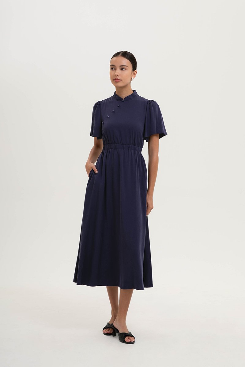 ZIVA BACK CUT OUT FLUTTER SLEEVE CHEONGSAM