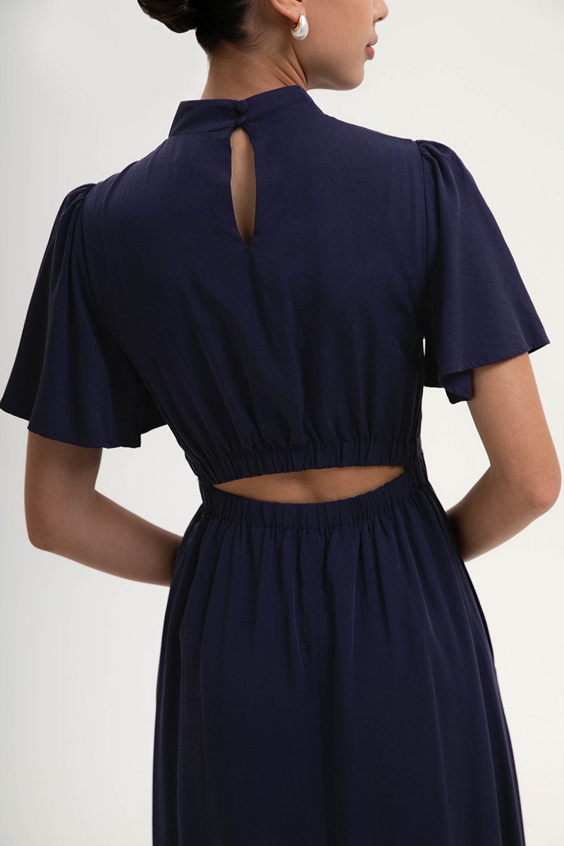 ZIVA BACK CUT OUT FLUTTER SLEEVE CHEONGSAM