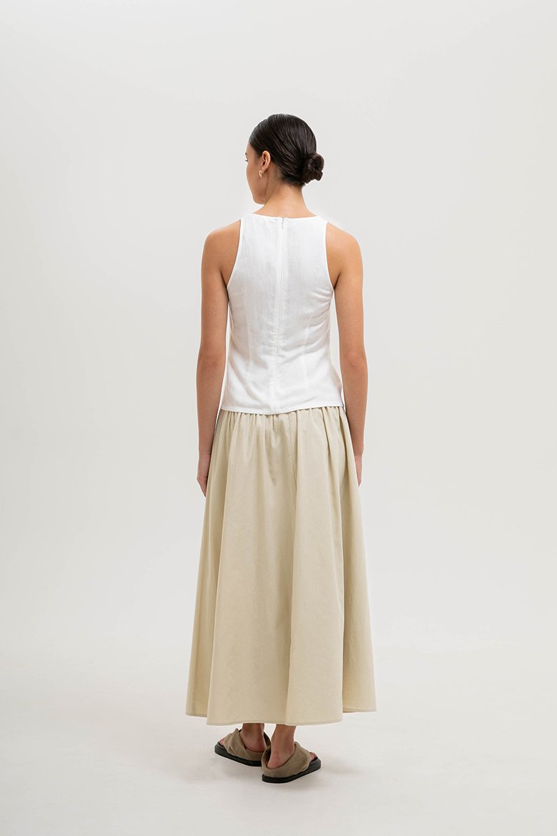 KATIYA RUCHED LINEN TOP