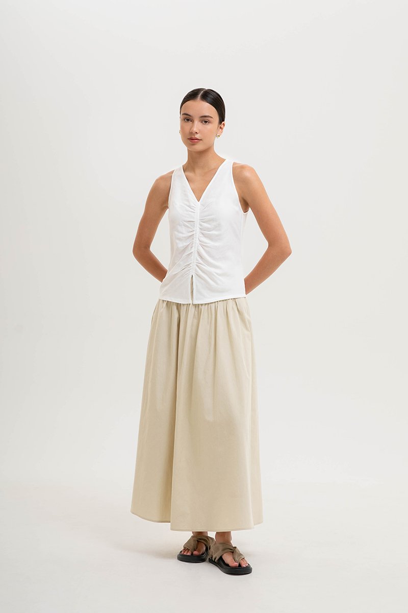 KATIYA RUCHED LINEN TOP