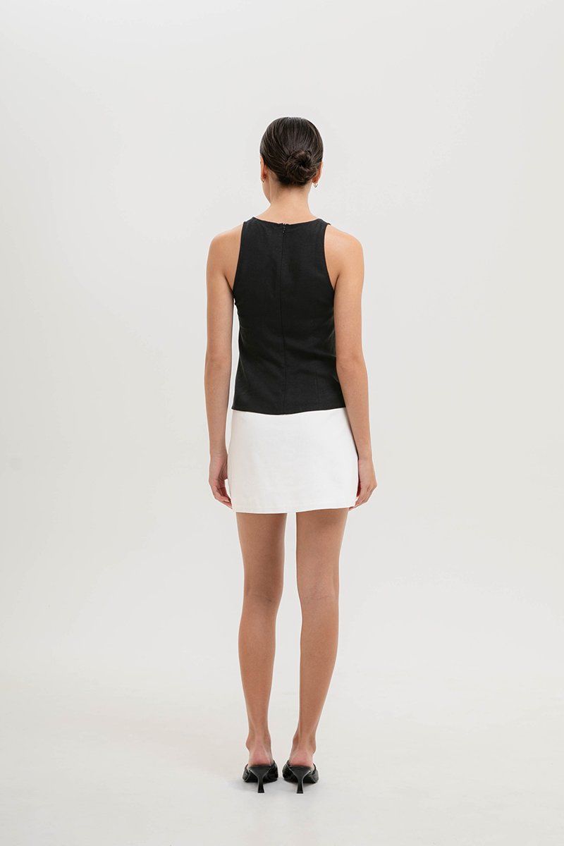 KATIYA RUCHED LINEN TOP