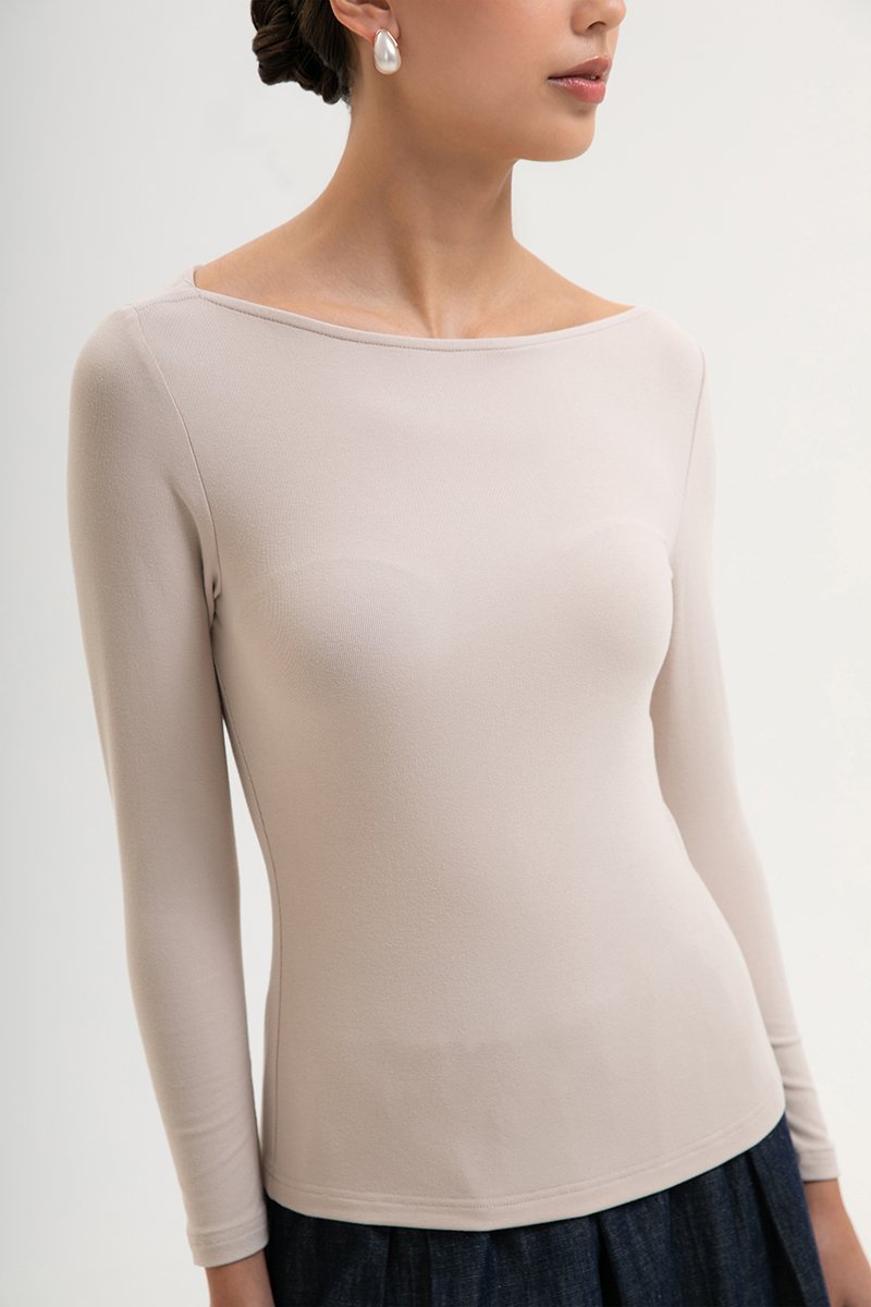 ZOE BOAT NECK LONG SLEEVE TOP