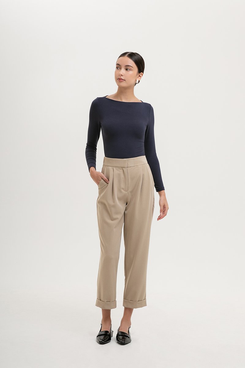 ZOE BOAT NECK LONG SLEEVE TOP