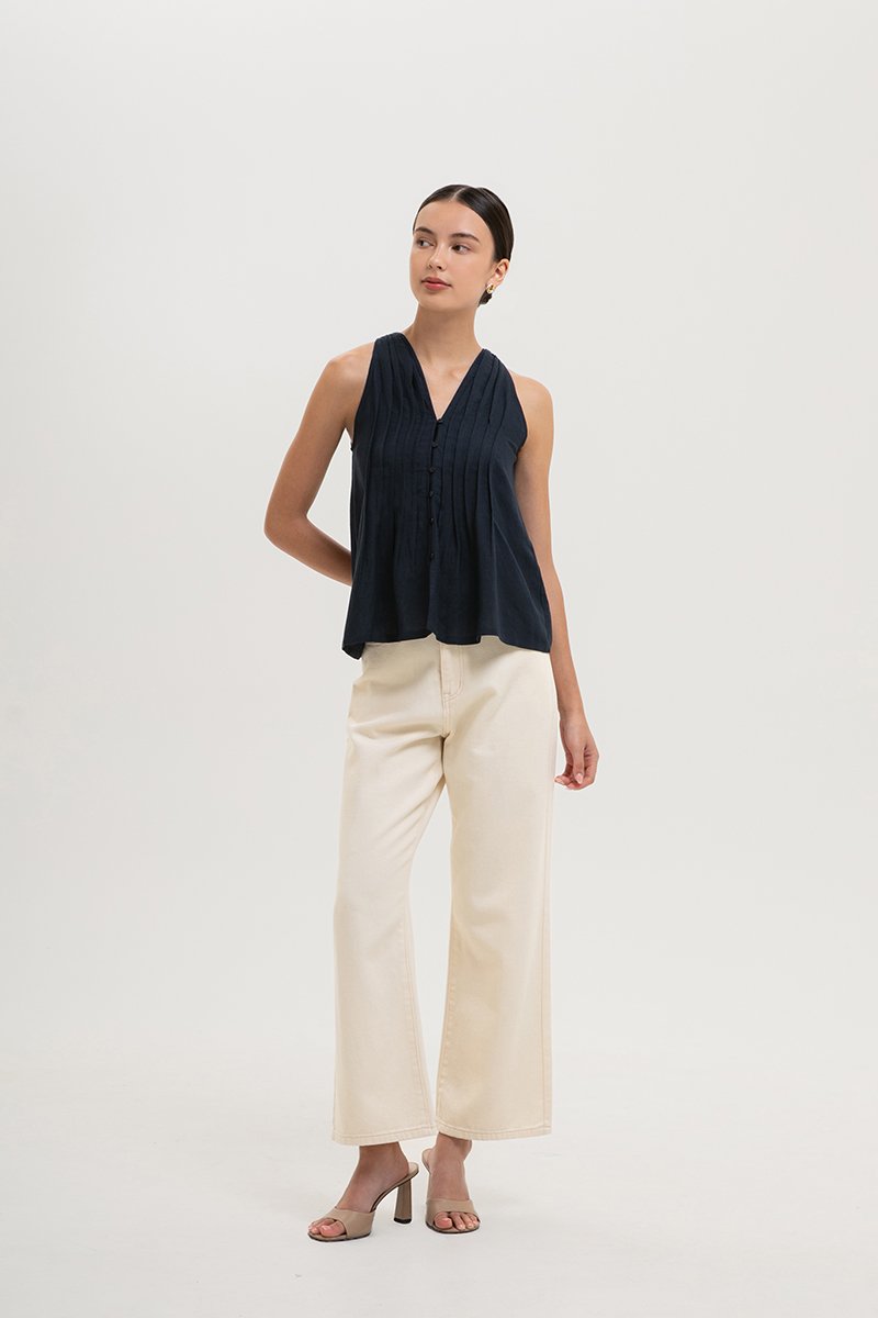 IDELLE PLEATED LINEN TOP