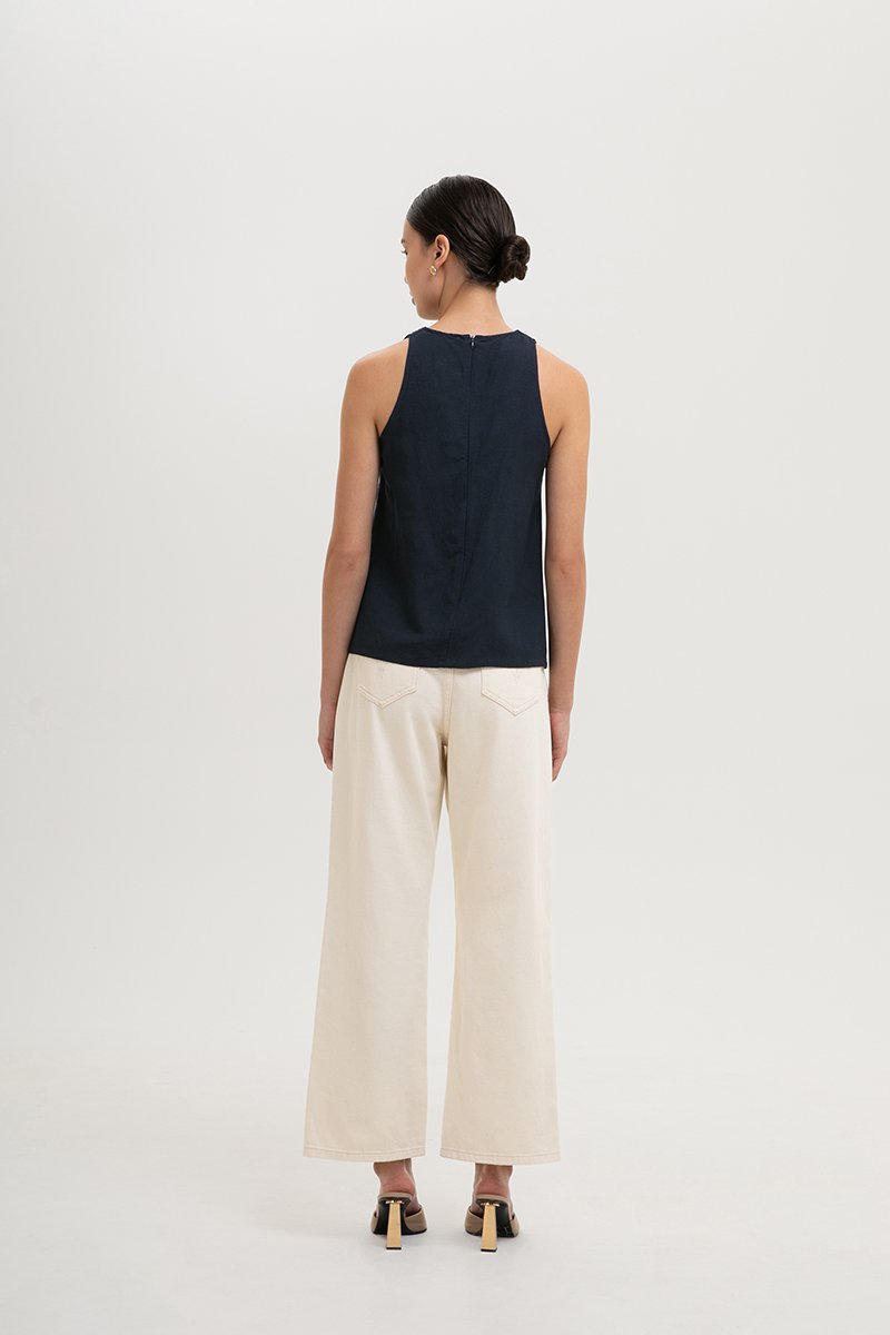 IDELLE PLEATED LINEN TOP