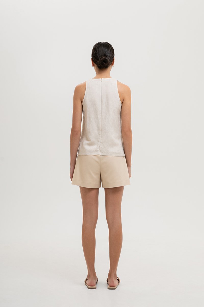 IDELLE PLEATED LINEN TOP