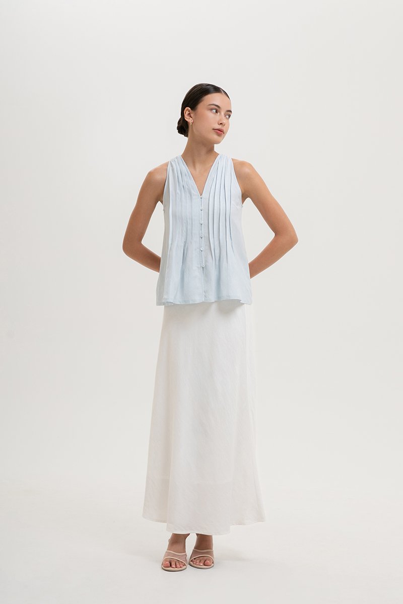 IDELLE PLEATED LINEN TOP