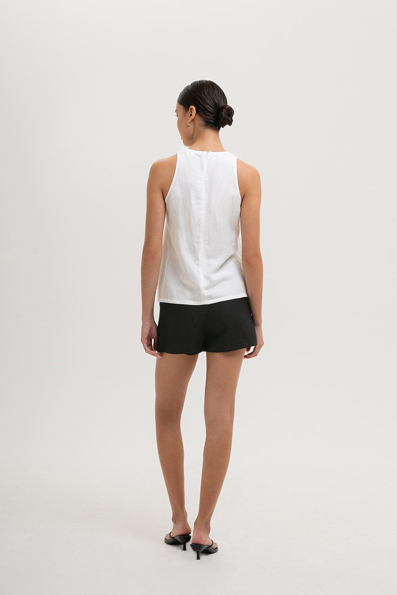IDELLE PLEATED LINEN TOP