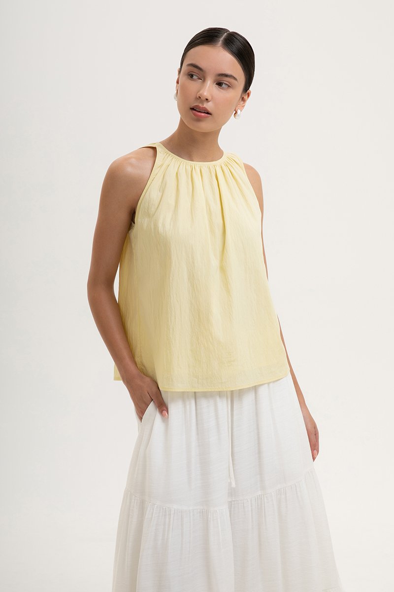 KEILA RUCHED TIE BACK TOP