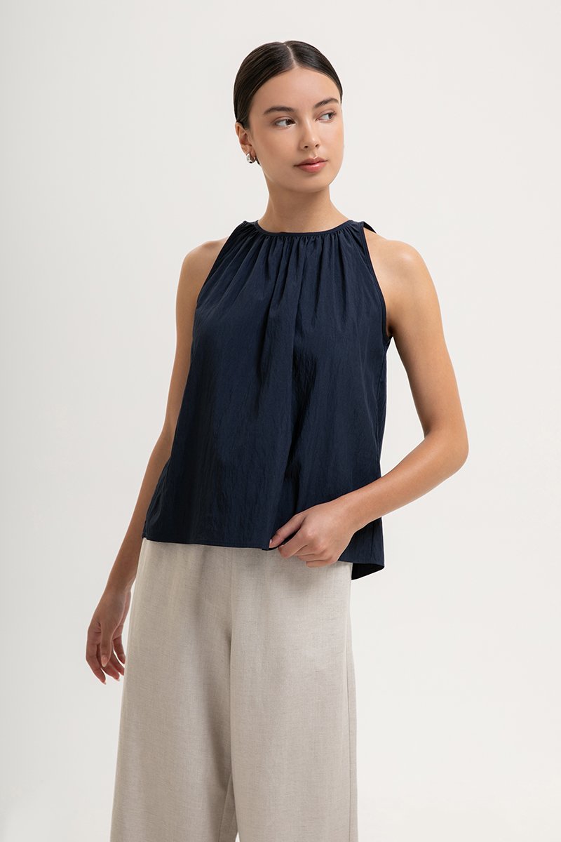 KEILA RUCHED TIE BACK TOP
