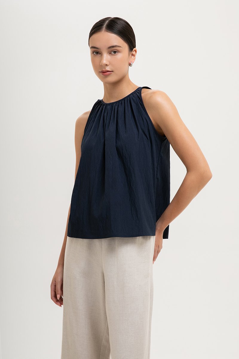 KEILA RUCHED TIE BACK TOP