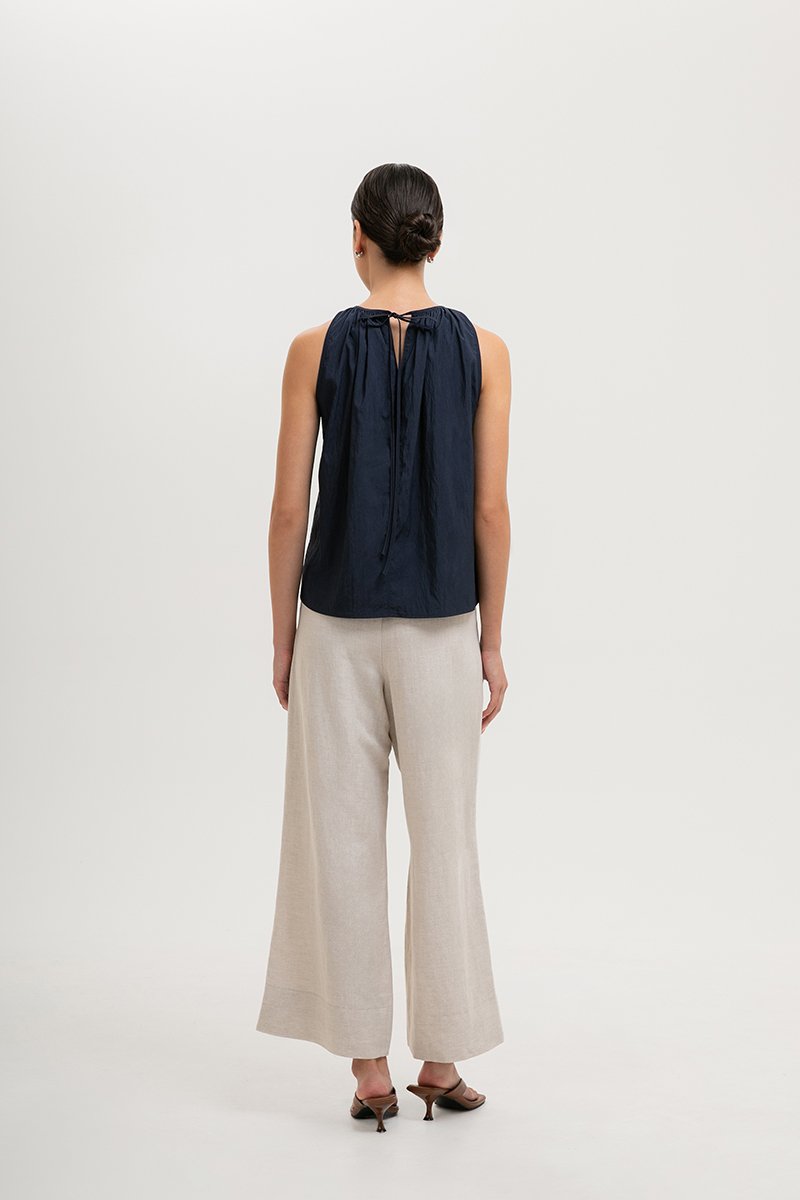 KEILA RUCHED TIE BACK TOP