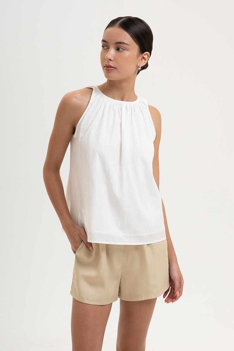 KEILA RUCHED TIE BACK TOP