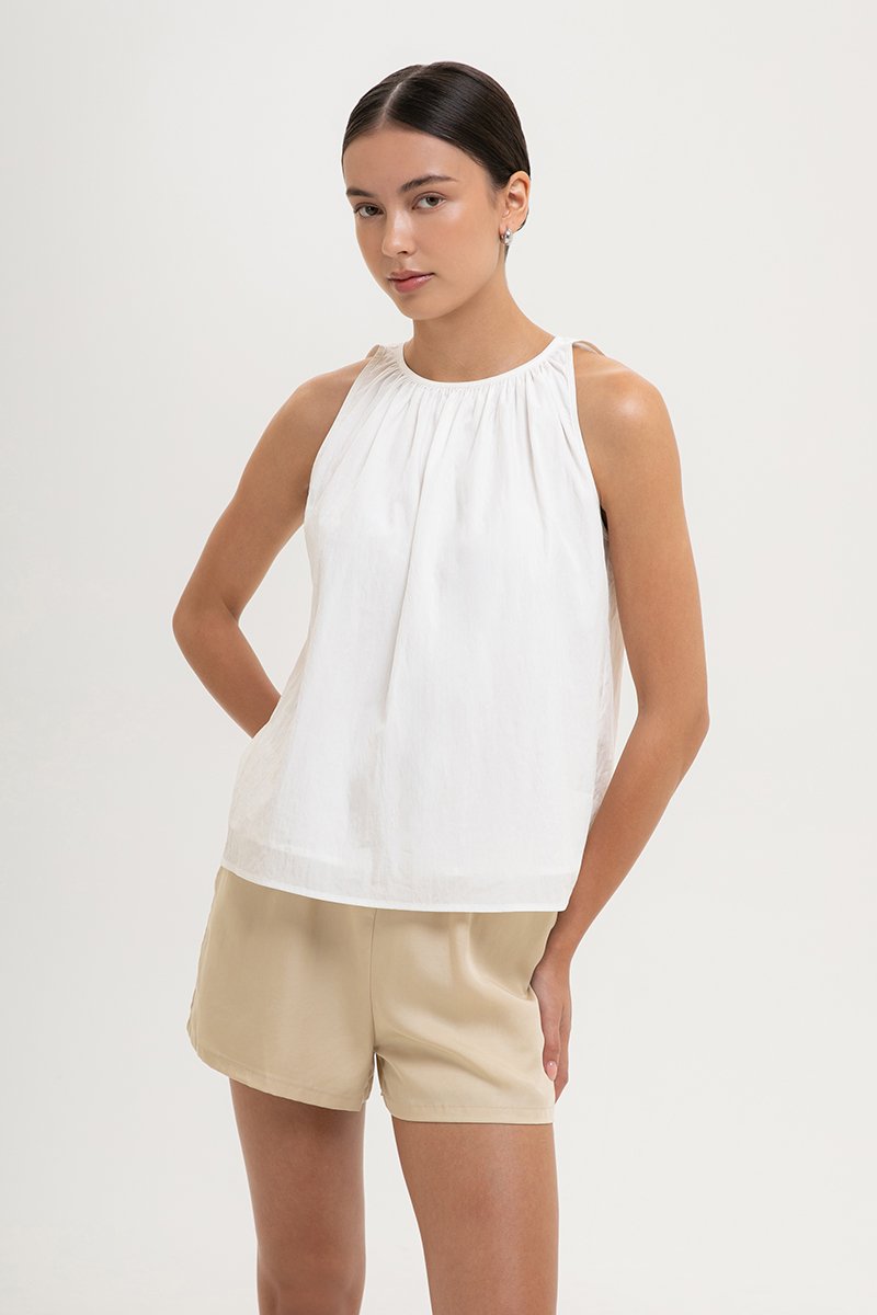 KEILA RUCHED TIE BACK TOP