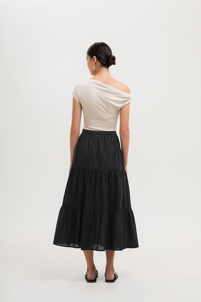 NEERA LACE TIERED MIDI SKIRT