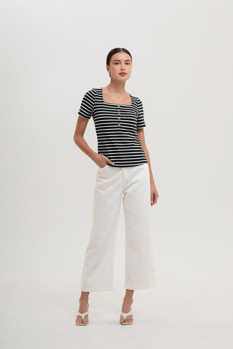 INEZ STRIPE SQUARE NECK T-SHIRT