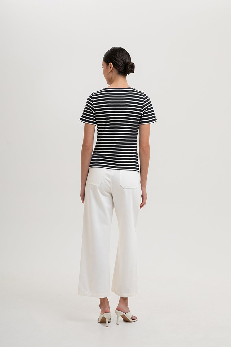 INEZ STRIPE SQUARE NECK T-SHIRT