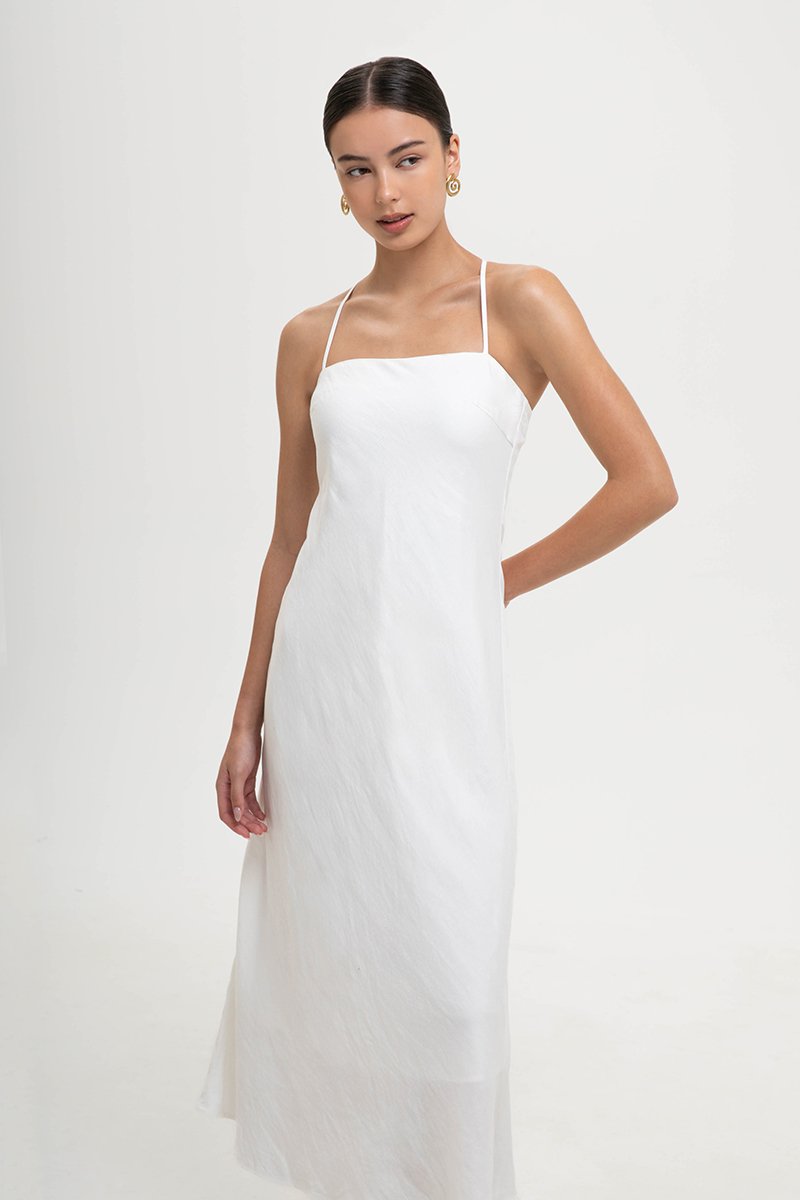 DEVON BIAS CUT MULTIWAY LINEN MAXI DRESS