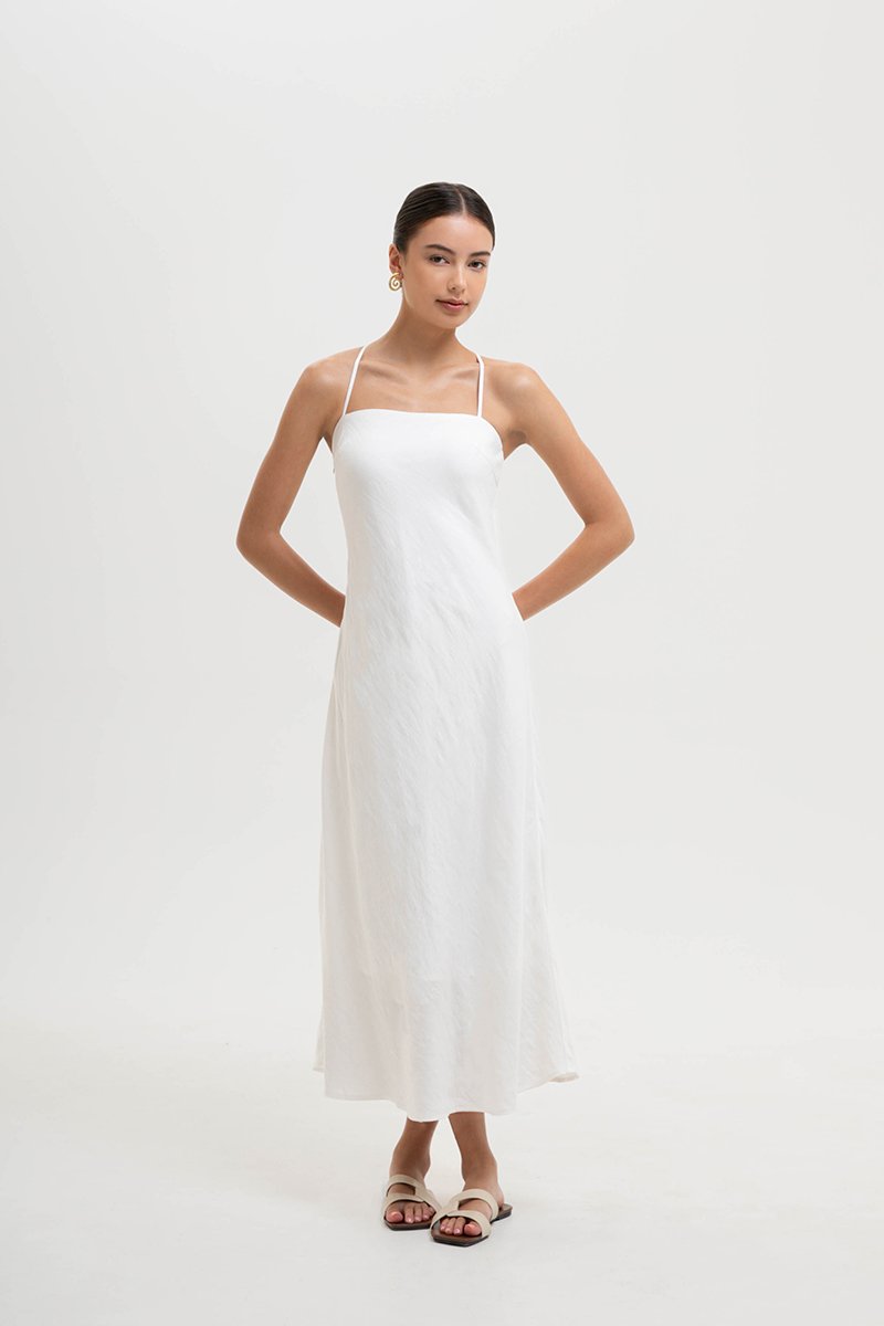 DEVON BIAS CUT MULTIWAY LINEN MAXI DRESS
