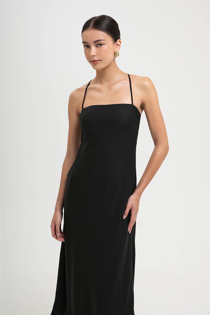 DEVON BIAS CUT MULTIWAY LINEN MAXI DRESS