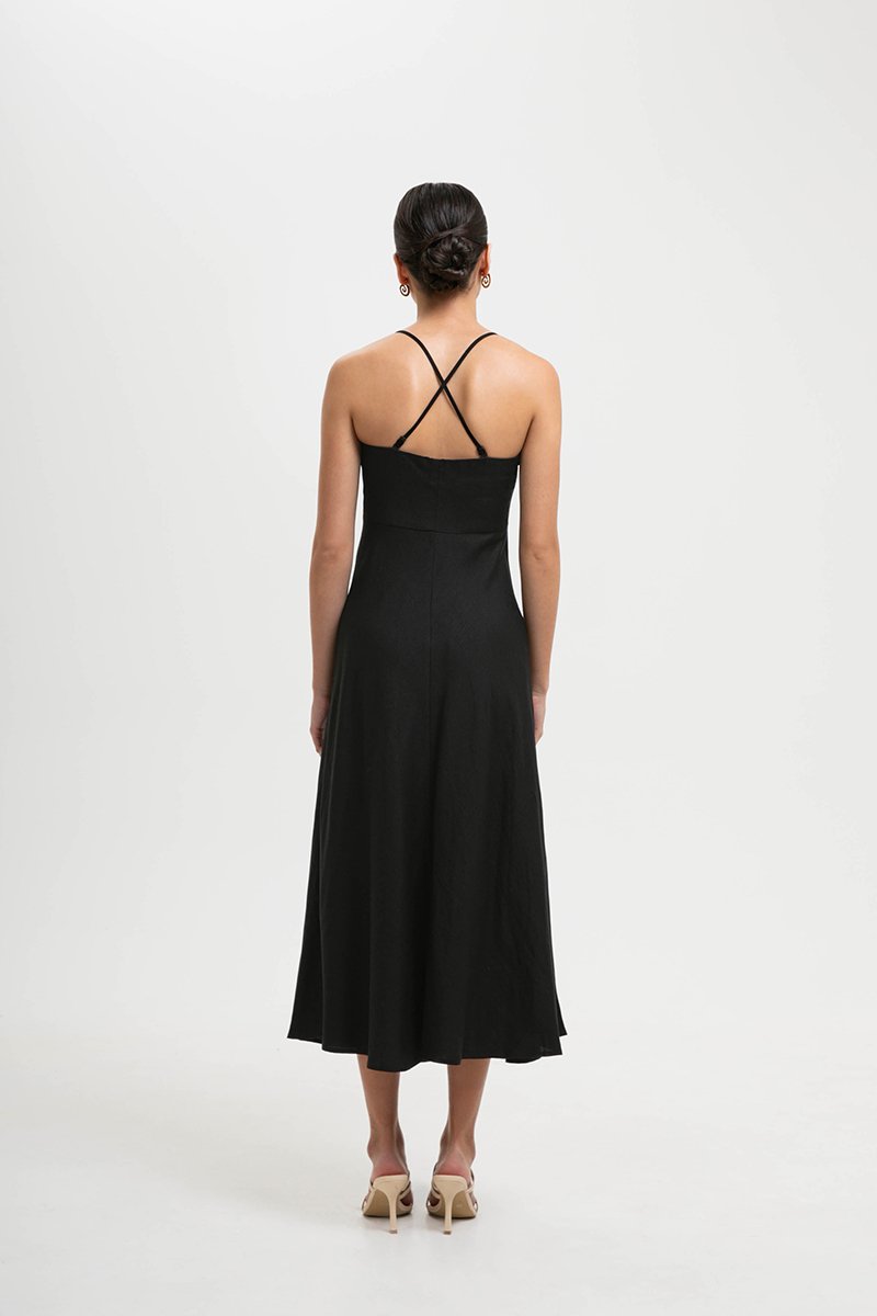 DEVON BIAS CUT MULTIWAY LINEN MAXI DRESS