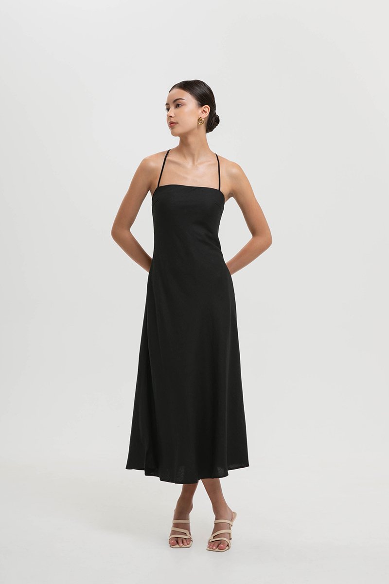 DEVON BIAS CUT MULTIWAY LINEN MAXI DRESS