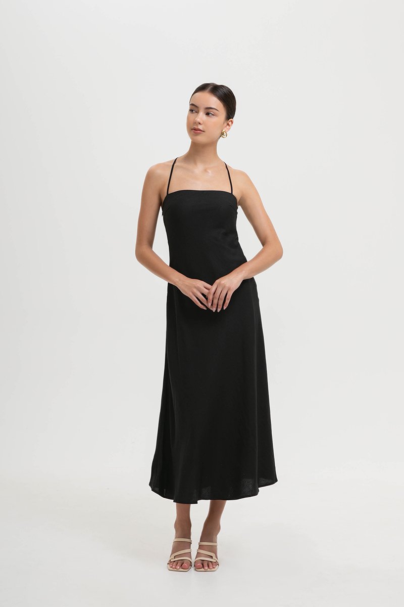 DEVON BIAS CUT MULTIWAY LINEN MAXI DRESS