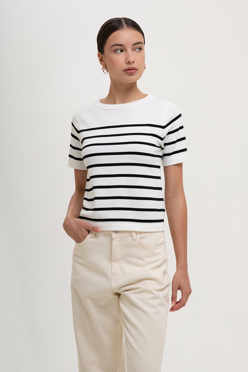 ELOWEN KNIT STRIPE TOP