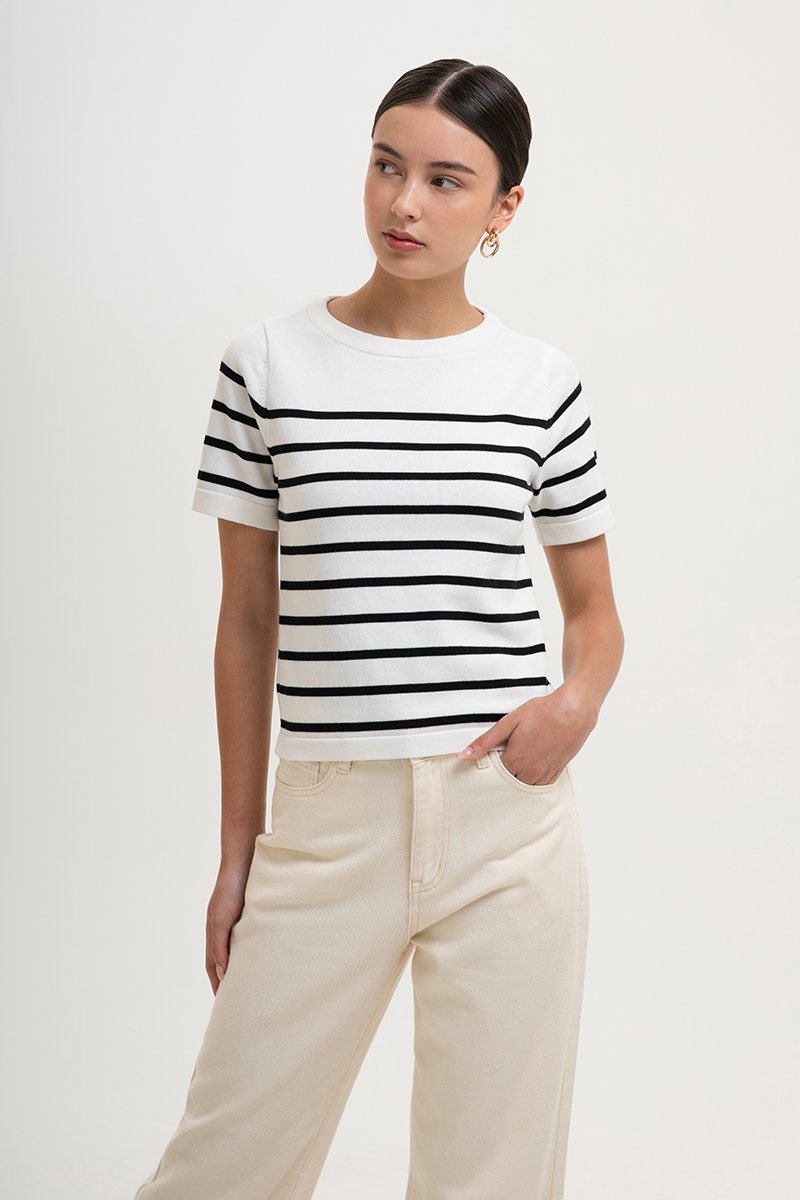 ELOWEN KNIT STRIPE TOP
