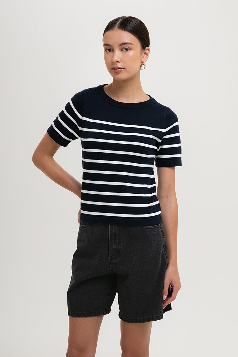 ELOWEN KNIT STRIPE TOP