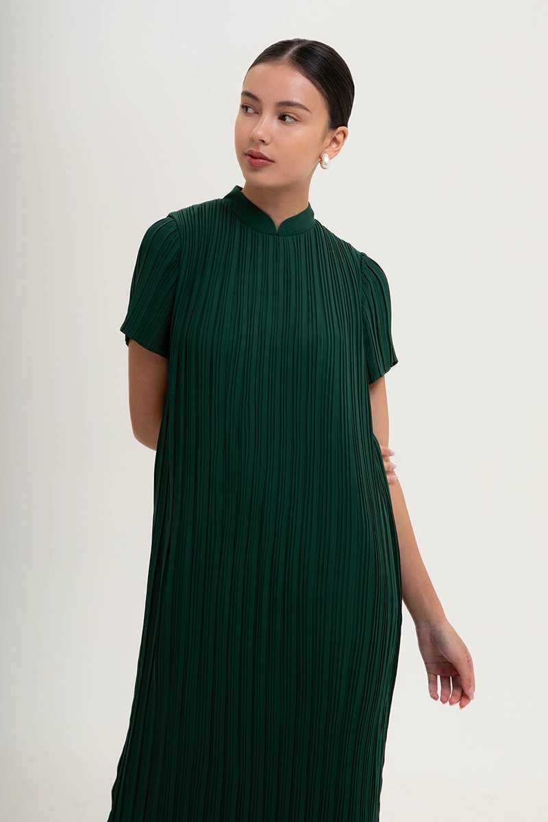 NOURIA PLEATED MAXI CHEONGSAM W SASH